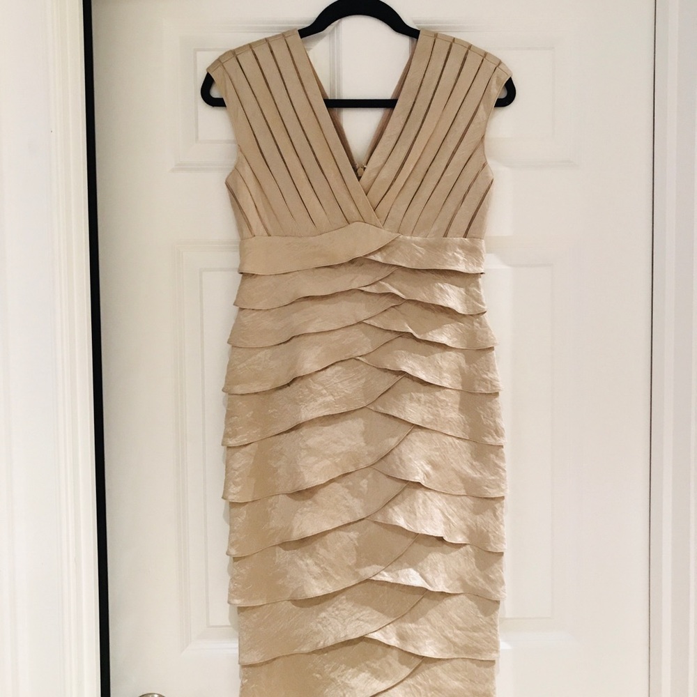 Adrianna Papell Tiered Champagne Dress